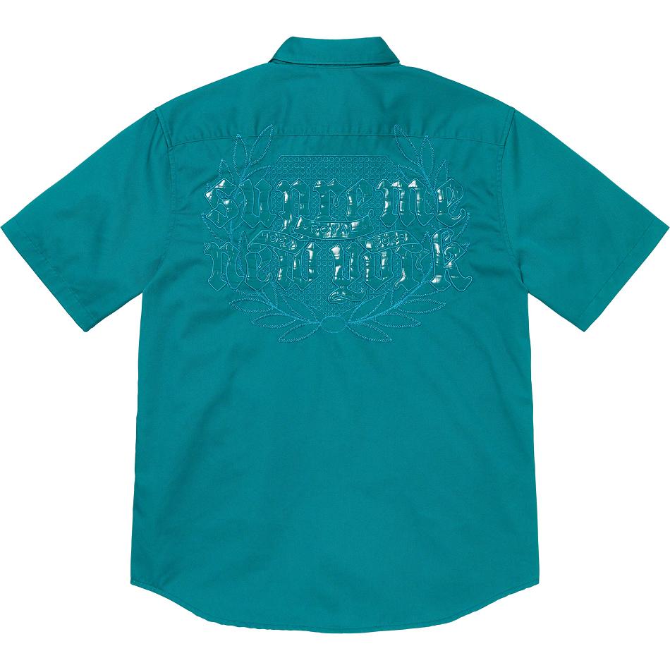 Supreme Croc Patch S/S Work Shirts Aqua | IL385OR