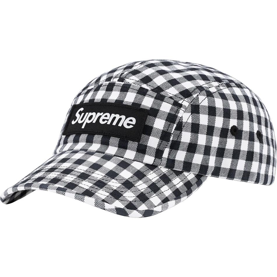 Supreme Gingham Camp Cap Hats Black | IL116MA