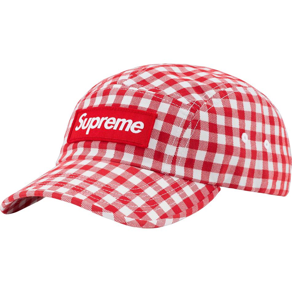 Supreme Gingham Camp Cap Hats Red | IL114BC