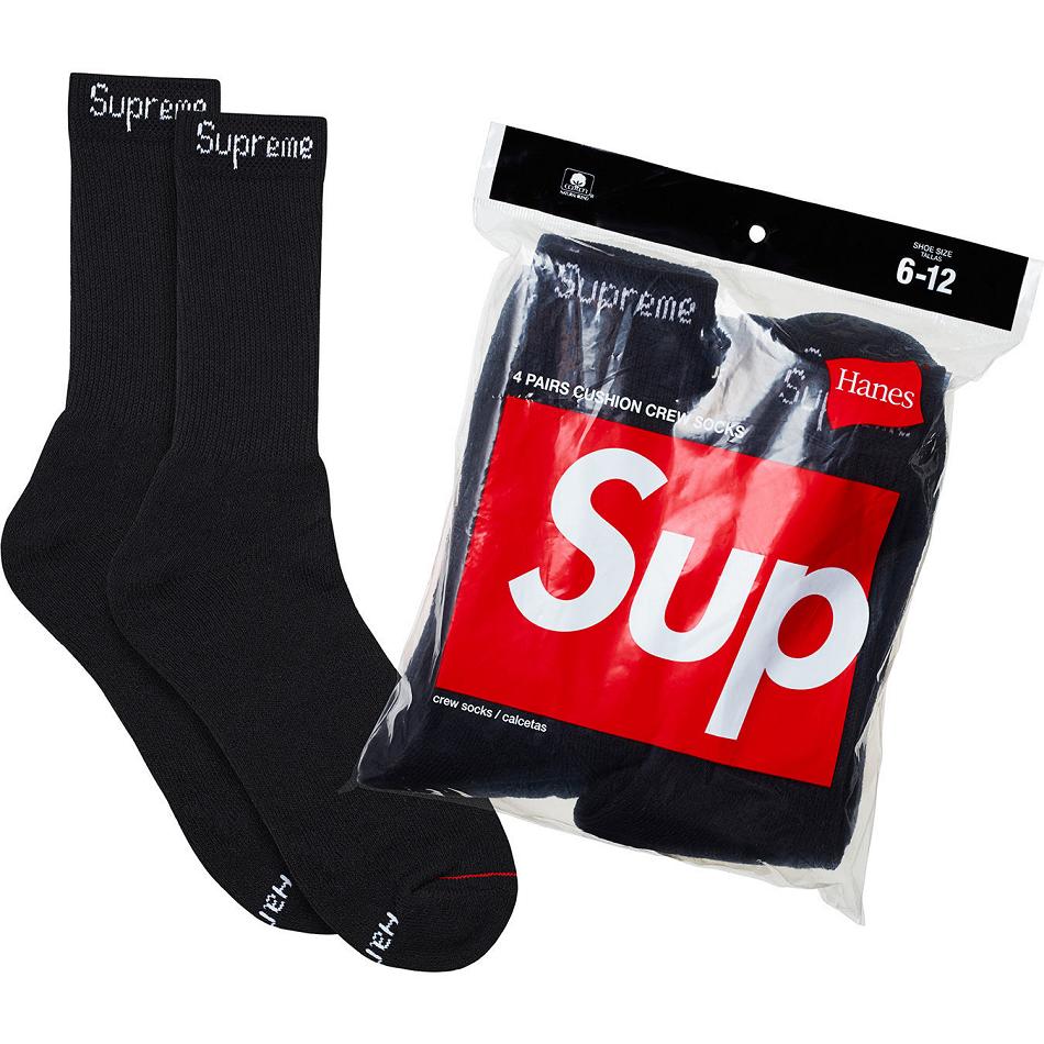 Supreme Hanes® Crew Socks (4 Pack) Socks Black | IL105GL