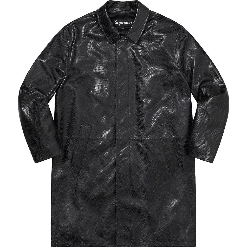 Supreme Leather Snake Trench Jackets Black | IL453NB