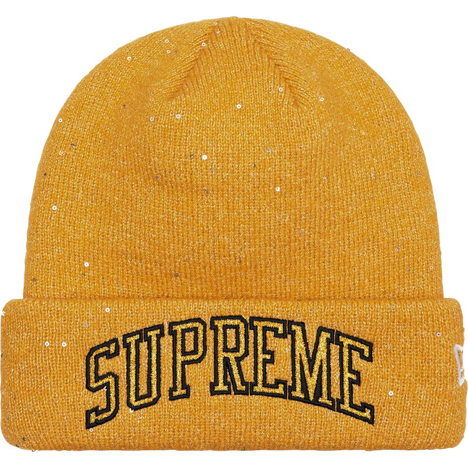 Supreme New Era® Metallic Arc Beanie Hats Gold | IL147TV