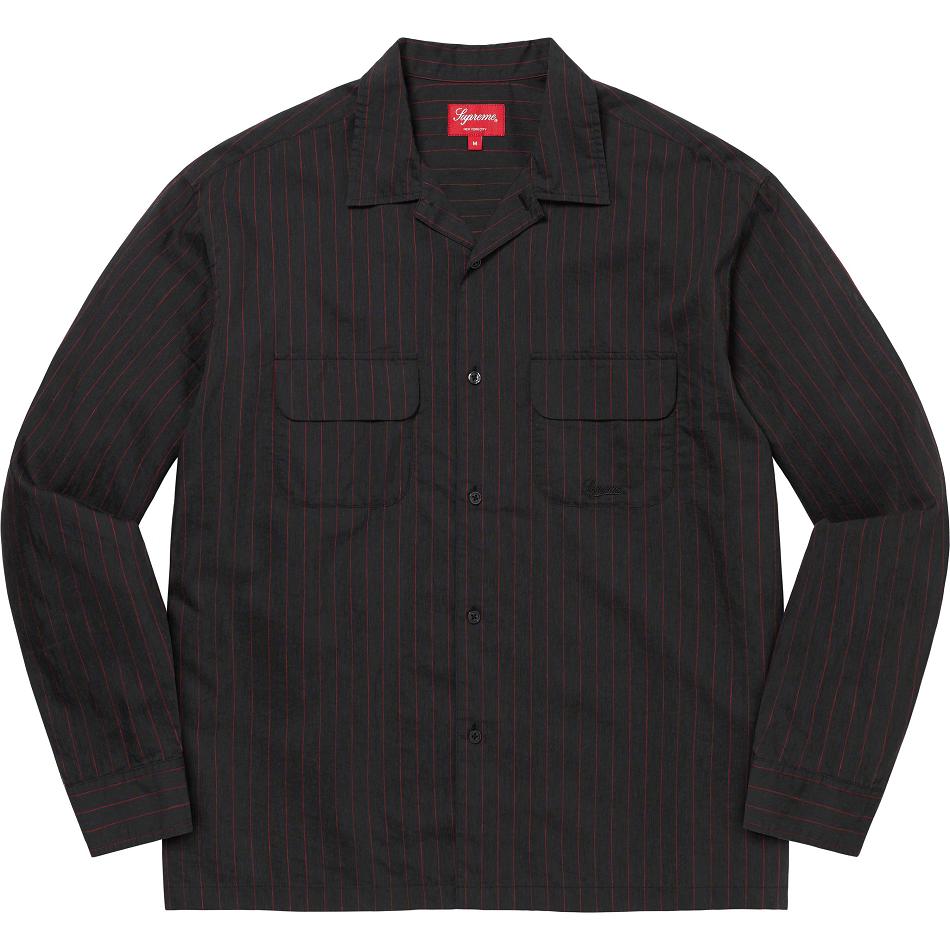 Supreme Pinstripe Linen Shirts Black | IL374BC