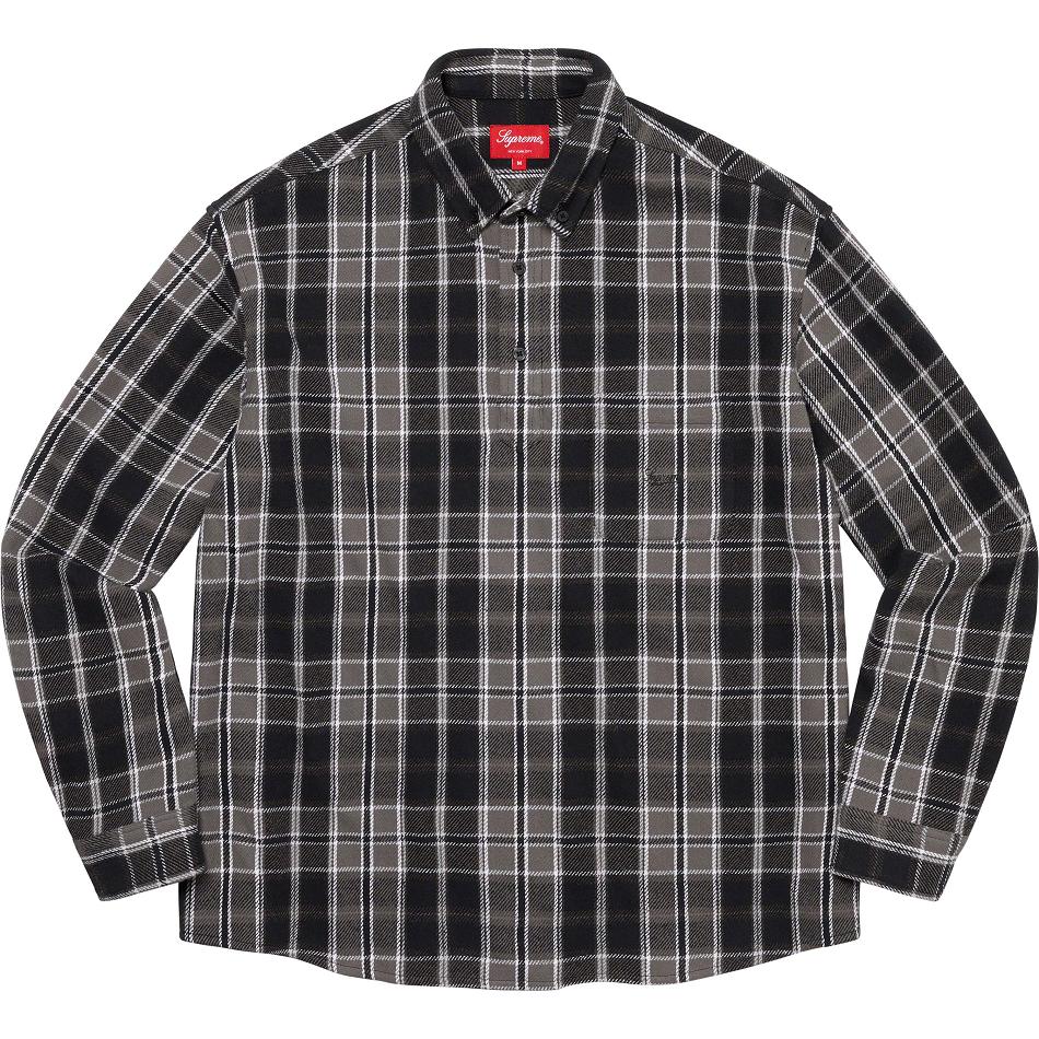 Supreme Pullover Plaid Flannel Shirts Black | IL379EX