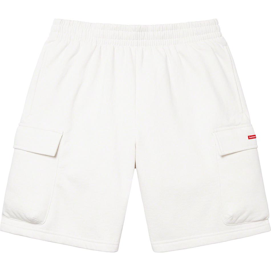 Supreme Small Box Baggy Cargo Sweat Shorts White | IL368KI