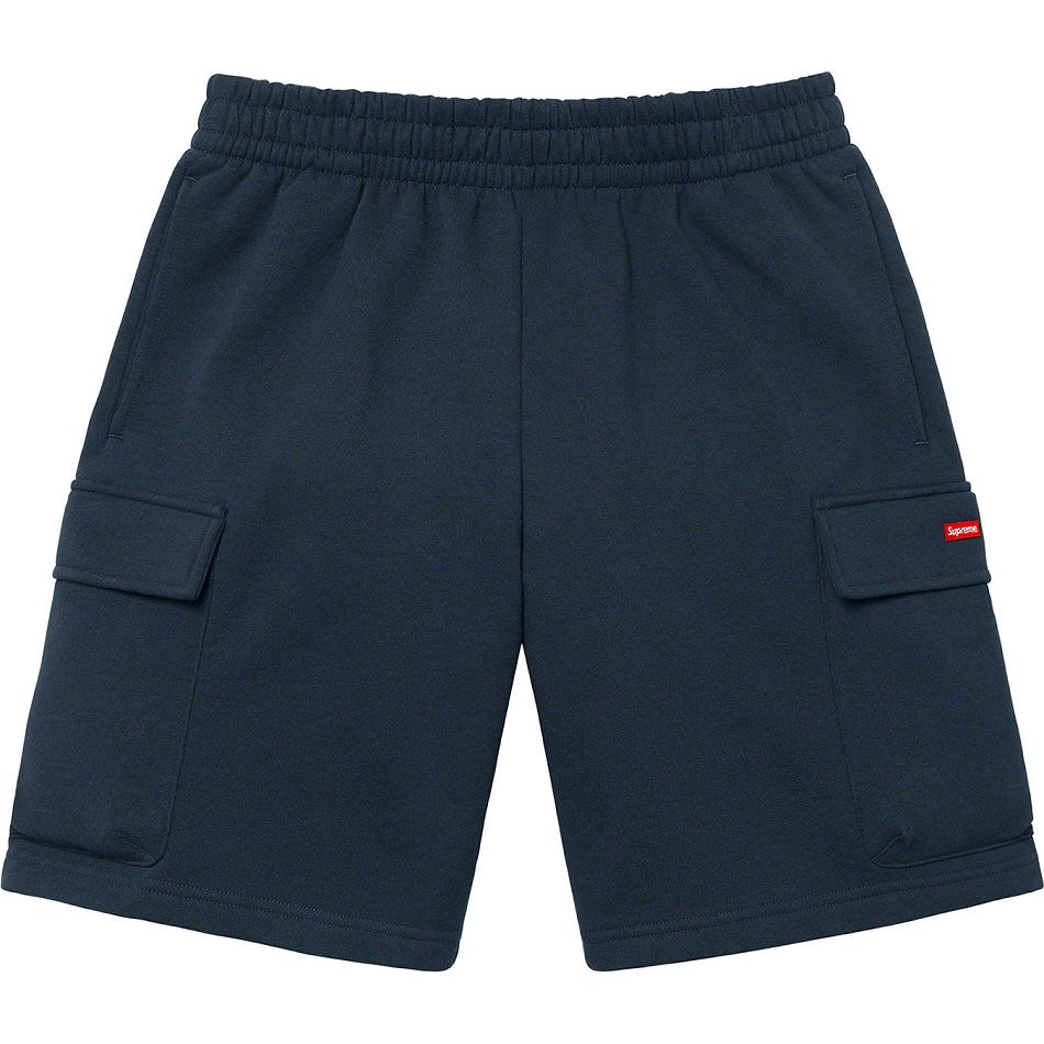 Supreme Small Box Baggy Cargo Sweat Shorts Navy | IL371XF