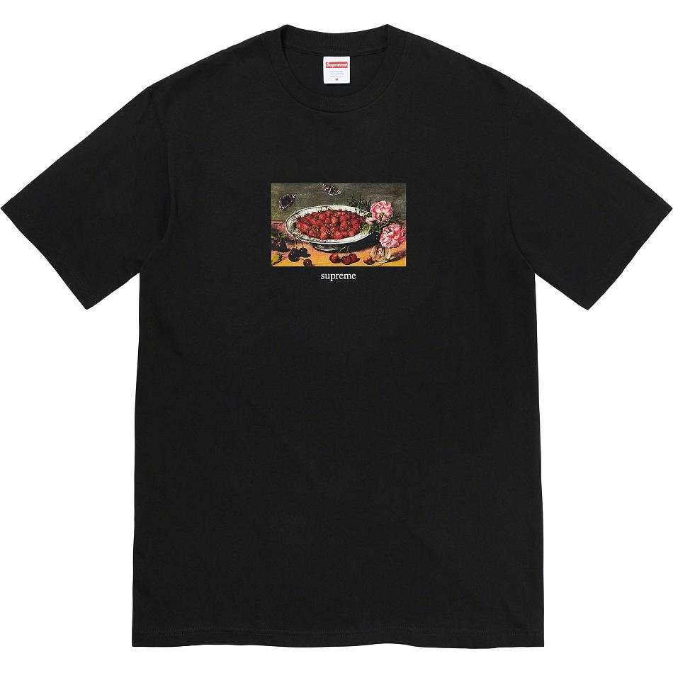 Supreme Strawberries Tee T Shirts Black | IL248WY