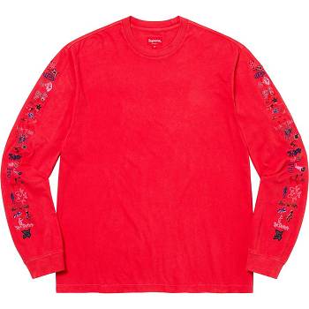 Supreme AOI Icons L/S Top Sweaters Red | IL314HK