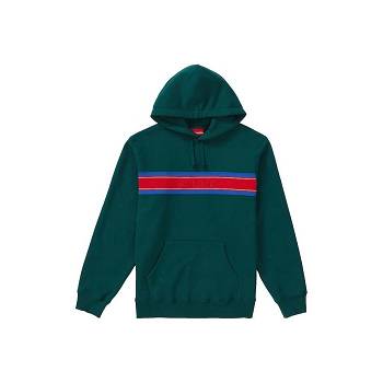 Supreme Chest Stripe Logo Hooded Sweatshirts Green | IL270BC