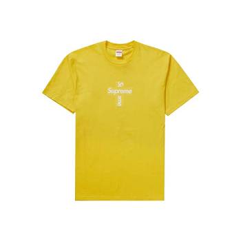 Supreme Cross Box Logo T Shirts Yellow | IL201UT