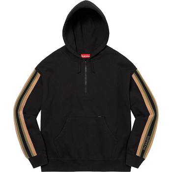 Supreme Half Zip Hooded Sweatshirts Black | IL293XF