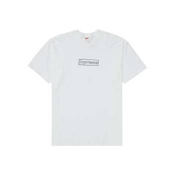 Supreme Kaws Chalk Logo T Shirts White | IL197EX