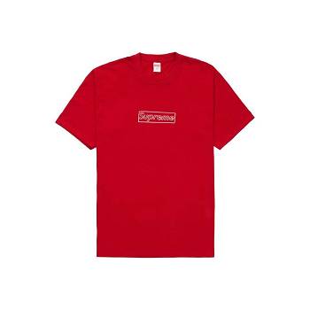 Supreme Kaws Chalk T Shirts Red | IL199TV