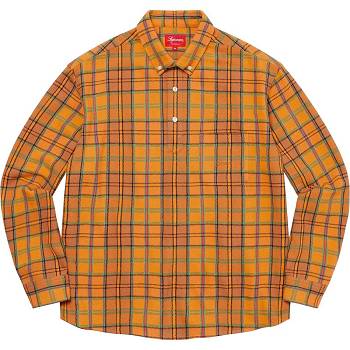 Supreme Pullover Plaid Flannel Shirts Gold | IL377QZ