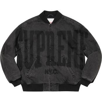 Supreme Washed Knockout Denim Varsity Jackets Black | IL439AP